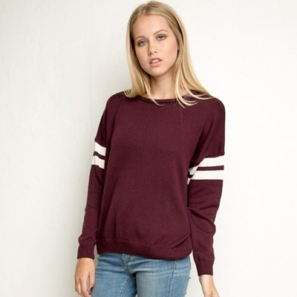 Burgundy striped brandy knit sweater